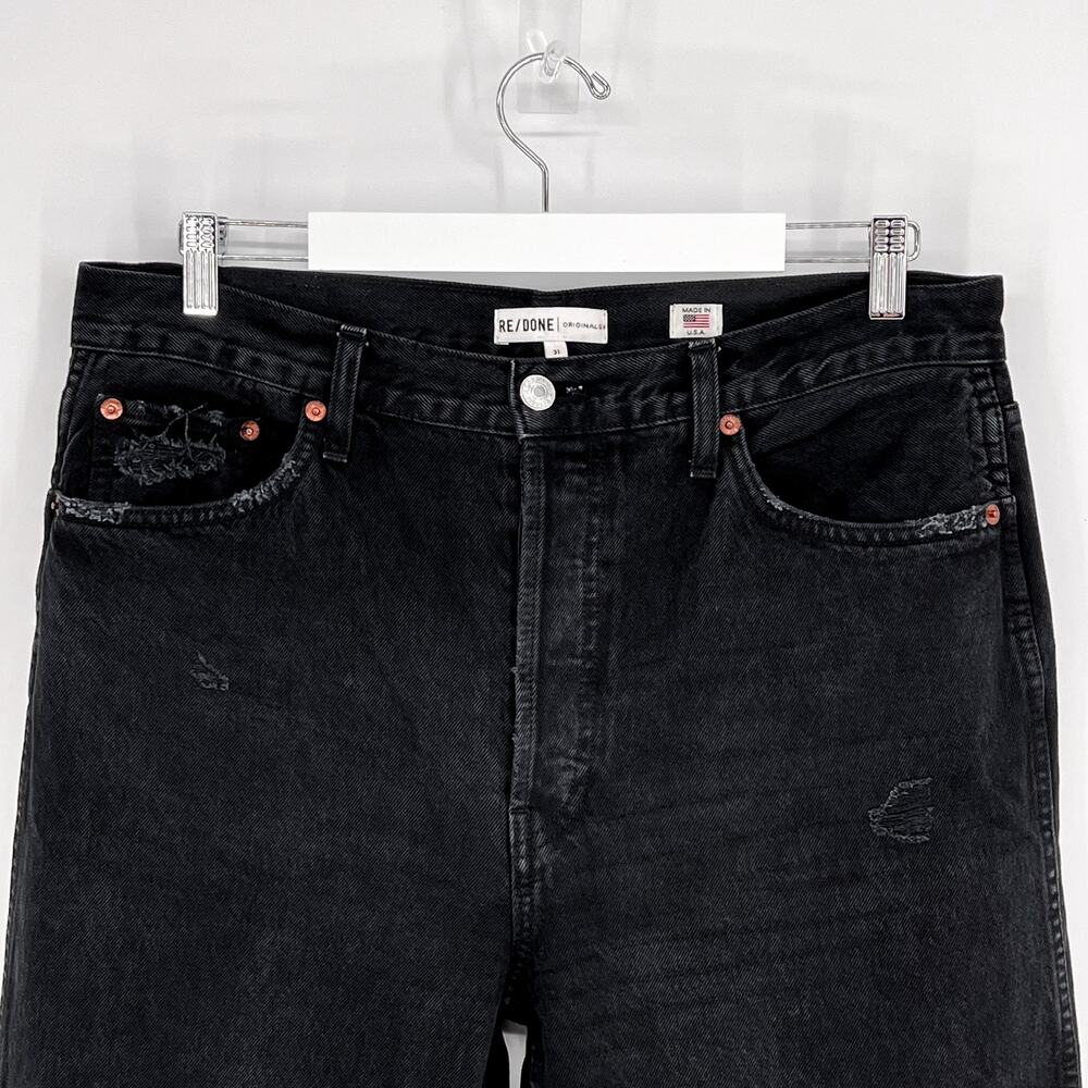 RE/DONE 90s High Rise Loose Jeans Women’s Size 31 Washed Black Distressed - Picture 3 of 7